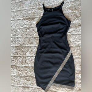 BCX Black Mini Dress with Silver Diagonal Trim
